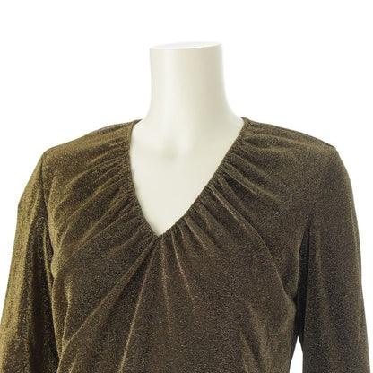 Gucci 2000 Tom Ford Period Lame V-neck Long Sleeves Top Cut And Sewn Gold 42