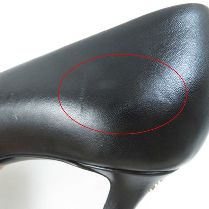 CHANEL G35025 Round Toe Leather Pumps With Coco Mark Black Gold Hardware 36