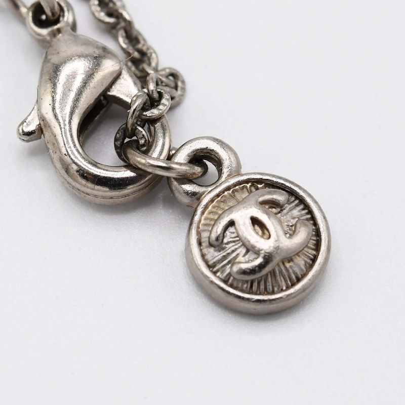 Chanel Pearl Necklace Coco Mark A14 Silver Color Total Weight Approx 11.7g With