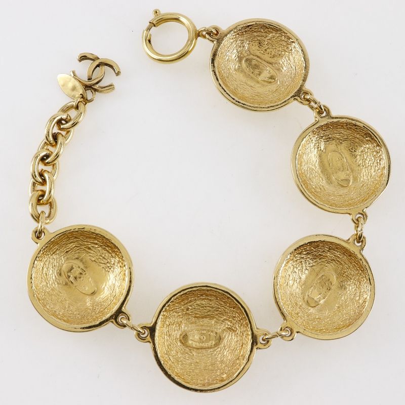 Chanel Coco Mark Matelasse Vintage Gold Plated Ladies 71g Bracelet
