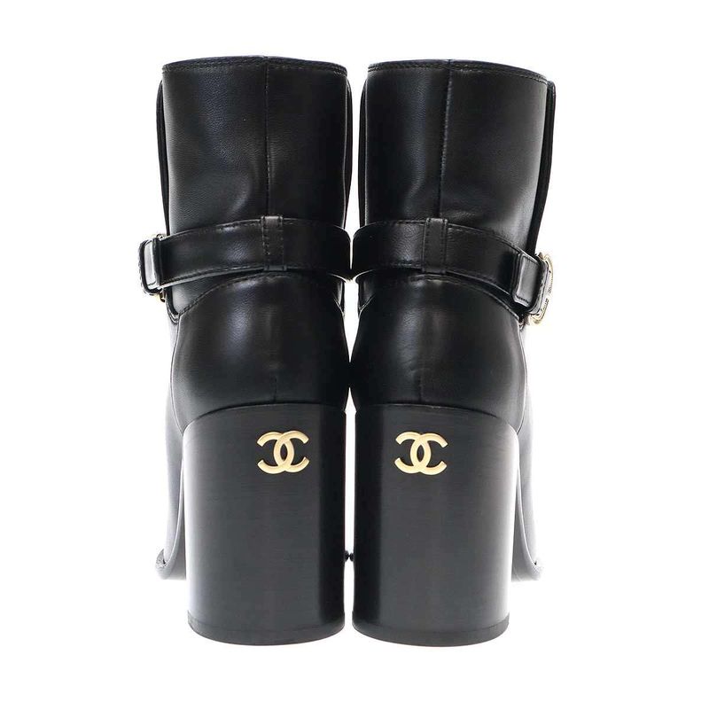 Chanel 22b Ankle Boots Ankle Leather Boots G38064 Black 35.5
