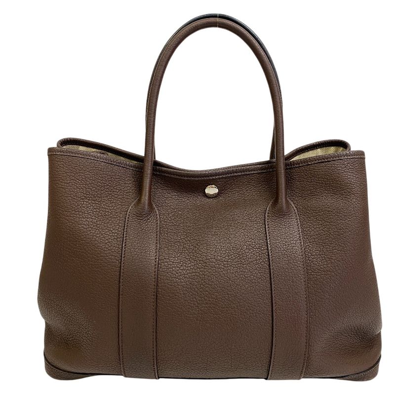 Hermes Garden Party MM Etape Leather Tote Bag Brown Ladies Brand