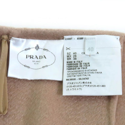 Prada 22AW P151v 100% Cashmere Logo Buttons Long Wrap Skirt Beige 40 Made In