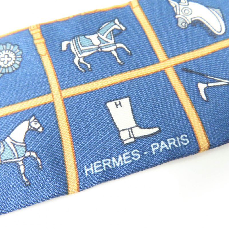 Hermes Twilly Couvertures Et Tenues De Jour Horsewear 100% Silk Marine Beige