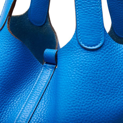 Hermes Picotin Lock MM Handbag Taurillon Clemence Blue Indra (silver Hardware)