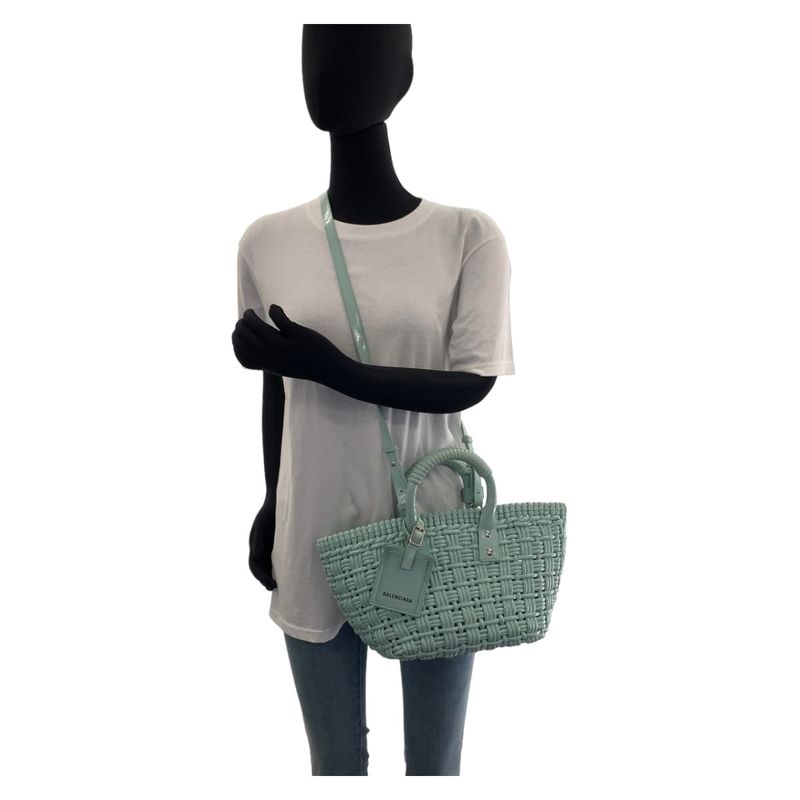 Balenciaga Enamel Basket Bistro XS Mint Green Silver Hardware 671342 Handbag