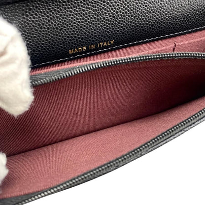 Chanel Shoulder Bag Phone Case Ap3744 Matelasse Caviar Skin Coco Mark Black