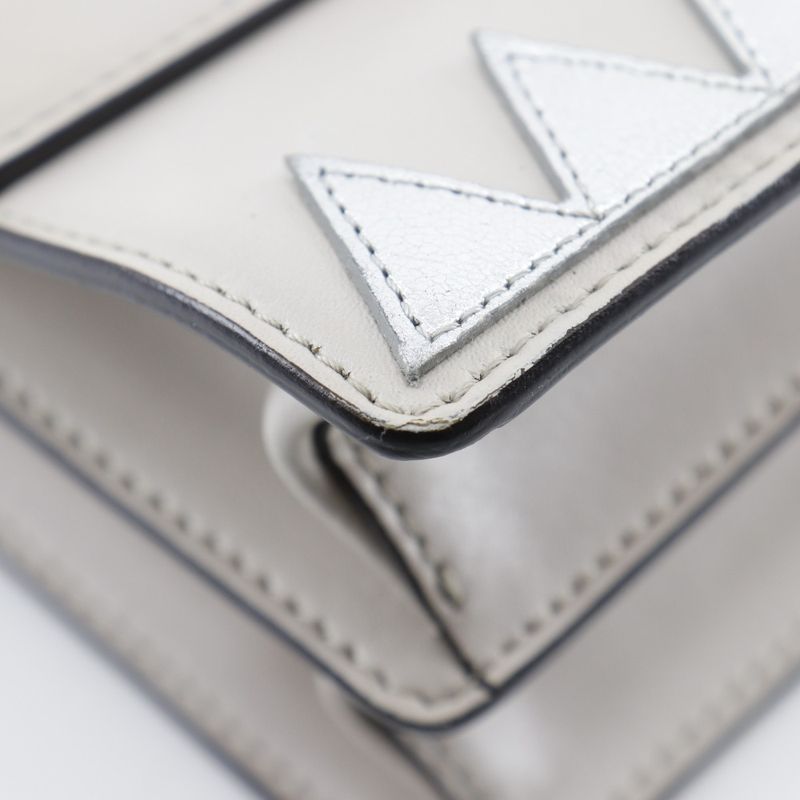 Fendi Mini Canai Studded 8m0381-9ju Calf Beige Women's Shoulder Bag