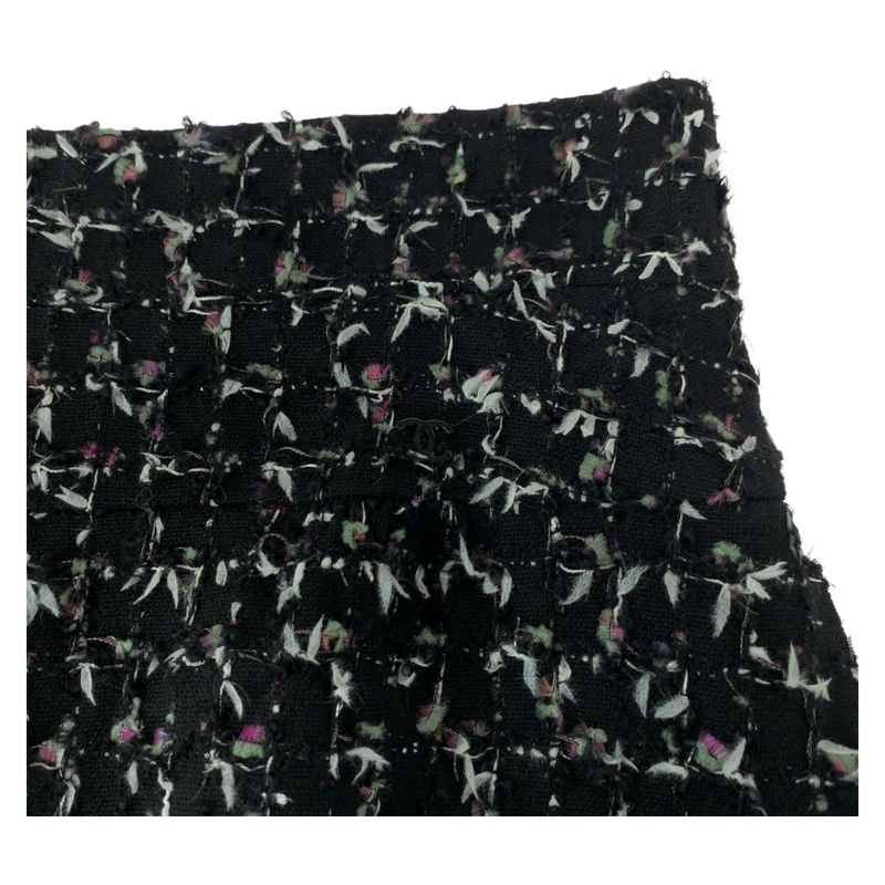 Chanel Tweed Coco Mark Size 38 Black Pink Black Hardware Wool P29310v19329
