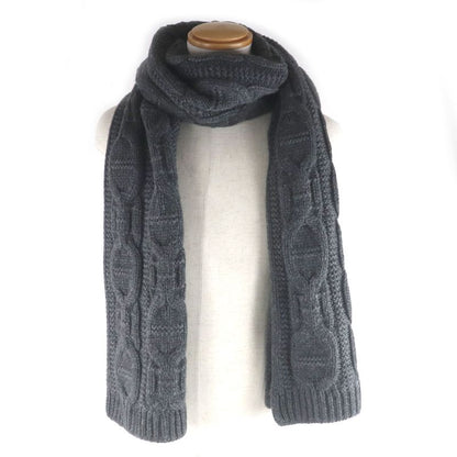 Hermes Faubourg 100% Cashmere Chaine D'ancre Pattern Knit Scarf Dark Gray Made