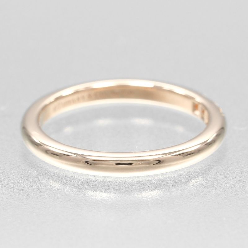 Tiffany & Co Forever Wedding Classic Band 18K Pink Gold And Diamonds Size 6.5