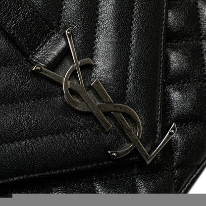 Saint Laurent Satchel Small YSL Logo Chain Shoulder Bag Handbag Black Leather