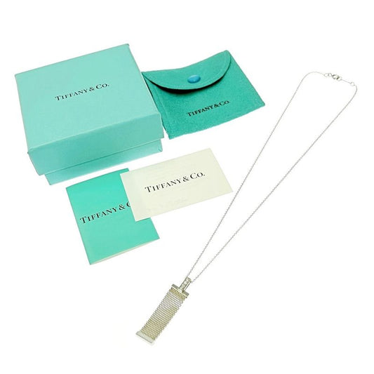 Tiffany & Co Silver Diamond Somerset Mesh 4p Necklace 4.4g 925 Engraved 363714