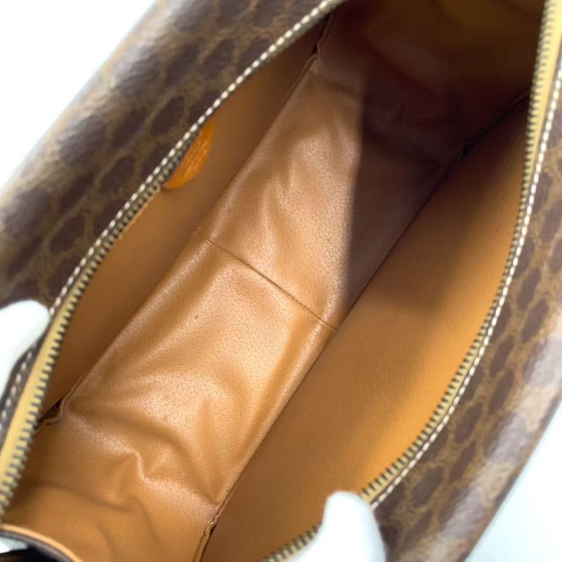 Celine Macadam Leather X PVC Brown Shoulder Bag Gold