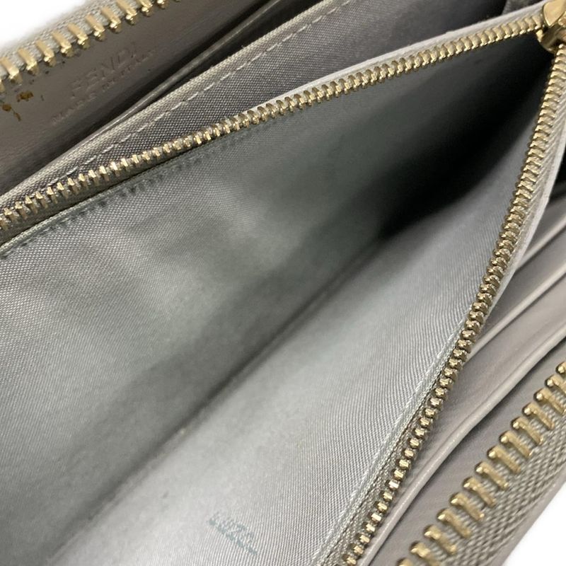 Fendi Long Wallet Zip Around Wallet 8m0299 Ivory And Multi Round Zipper/multi-st