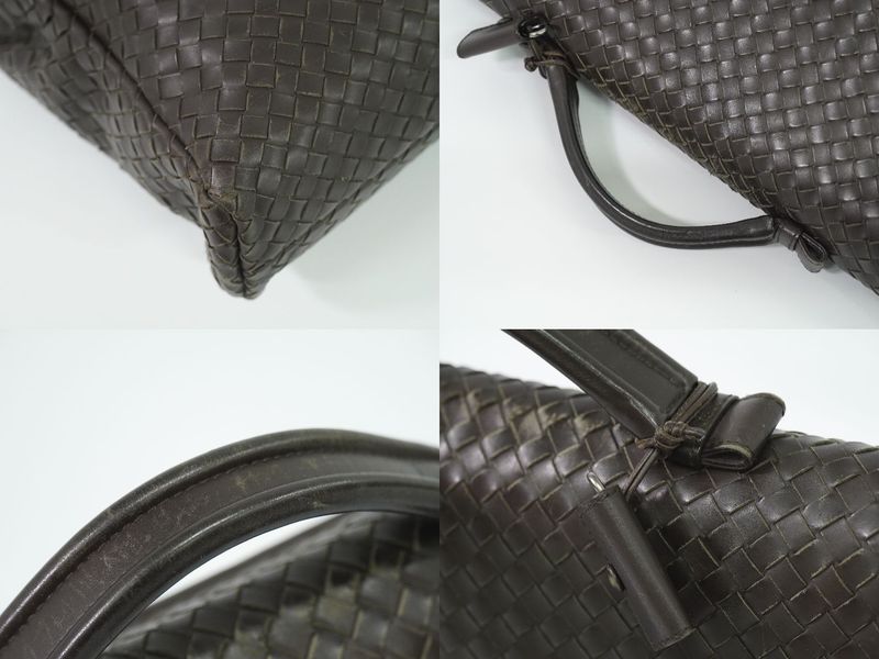 Authentic Bottega Veneta Intrecciato Business Bag Handbag Leather Brown