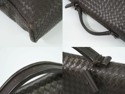 Authentic Bottega Veneta Intrecciato Business Bag Handbag Leather Brown