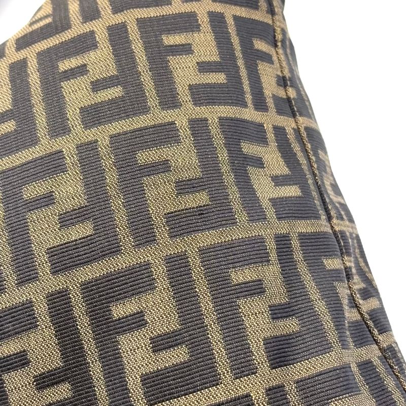 Fendi Zucca Leather And Canvas Brown And Black Shoulder Bag Gold