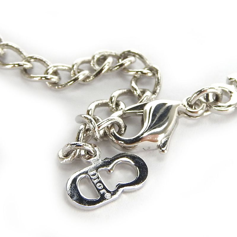 Christian Dior Necklace Metal Silver Hardware Fang Motif Plated Accessory