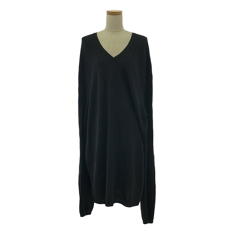 Prada | Wool V-neck Knit Dress | 50 | Black | Women