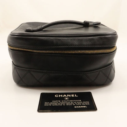 Chanel Vanity Bicolore Handbag Lambskin Black Ladies Pouch