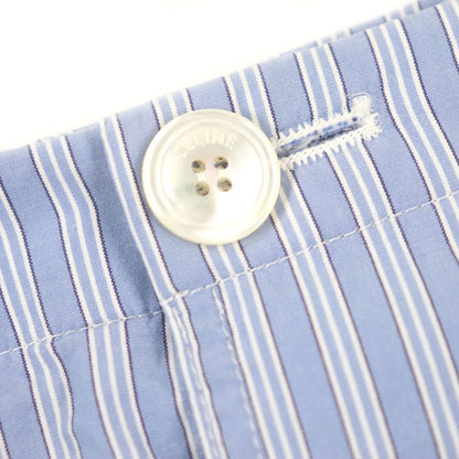 Celine 2p01a870v 100% Cotton Stripe Poplin Triomphe Embroidered Logo Button