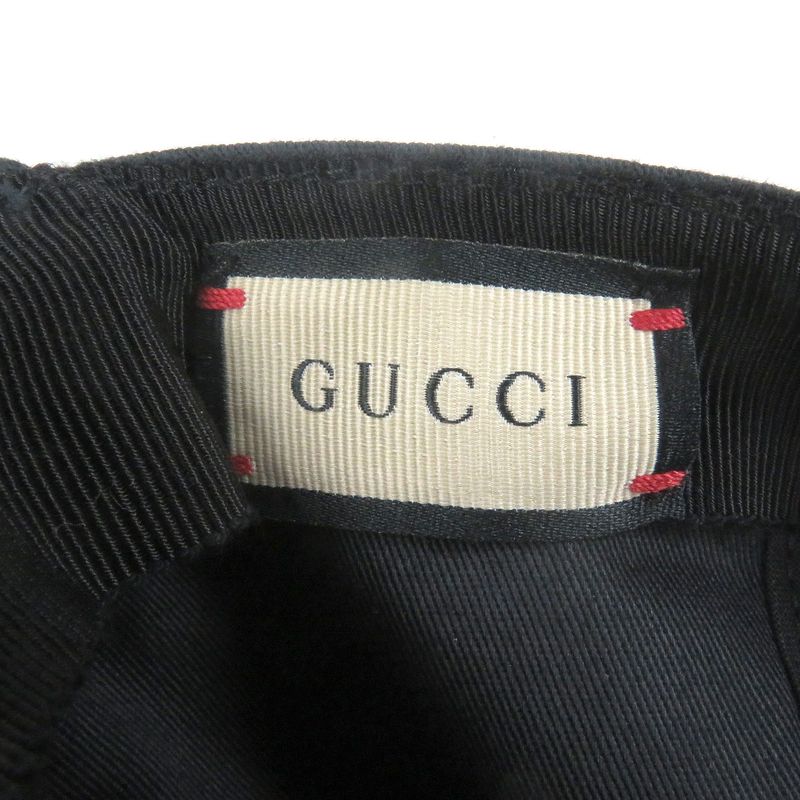 Gucci 23AW 751400 Logo Patch Rubberized Baseball Cap Black L/59cm (23.23in)