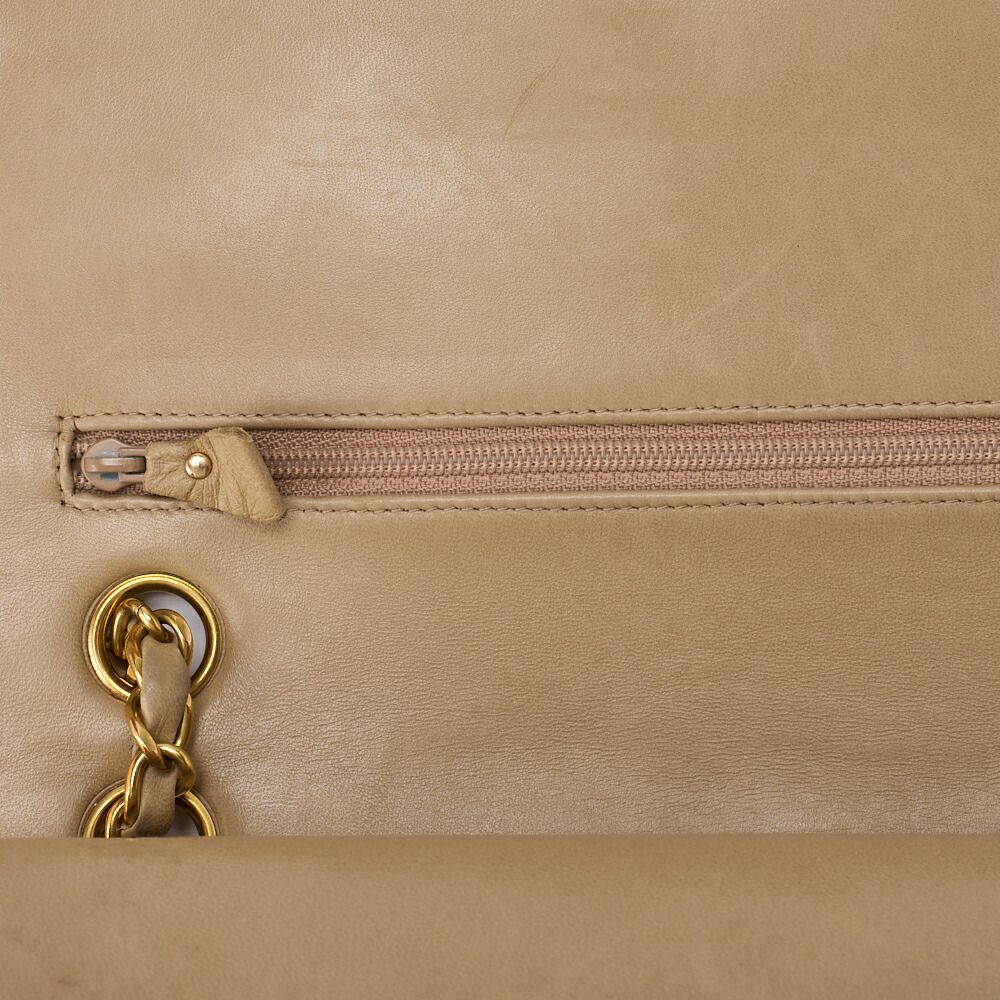 Chanel Chain Shoulder Bag Matelasse 25cm (984in) Double Flap Lambskin Beige