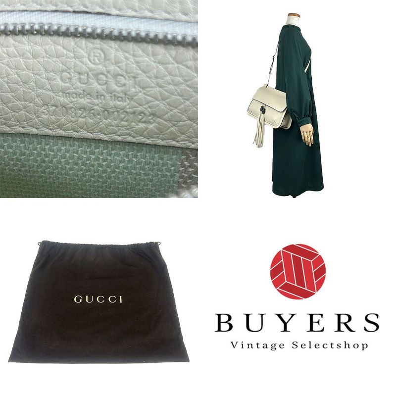 Gucci Shoulder Bag Bamboo Daily 370826 Leather Ivory Simple Usual Women Ladies