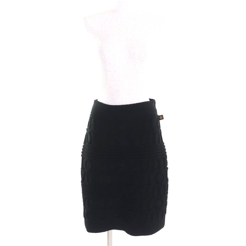 Louis Vuitton 2021 Logo Design Monogram Flower Knit Knee Length Tight Skirt