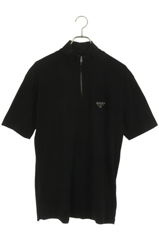Prada Ujn917 S000 1YR4 Triangle Logo Plate Zip T-shirt Men's M