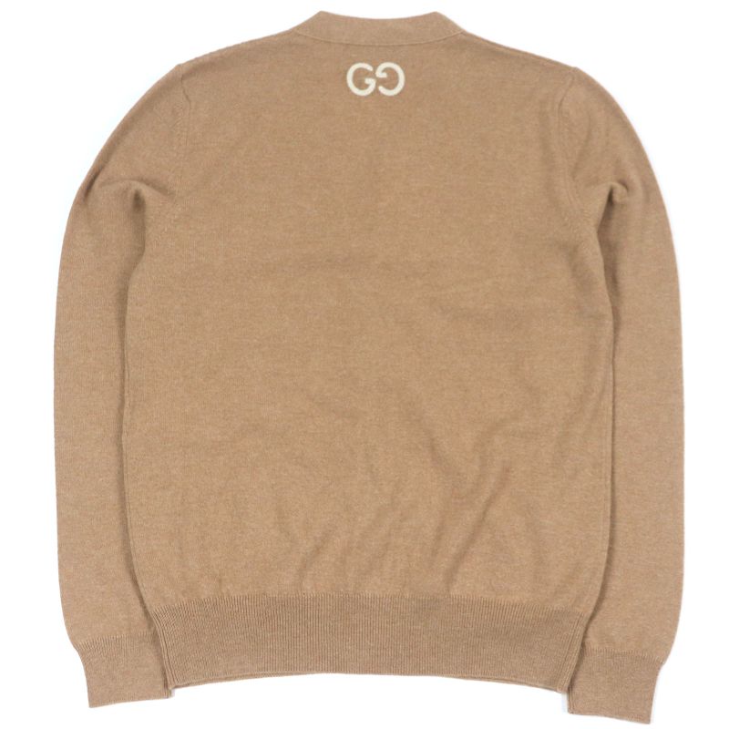 Gucci 20AW 599866 100% Cashmere GG Logo Embroidery Long Sleeves Knit Cardigan