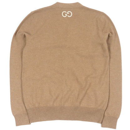Gucci 20AW 599866 100% Cashmere GG Logo Embroidery Long Sleeves Knit Cardigan