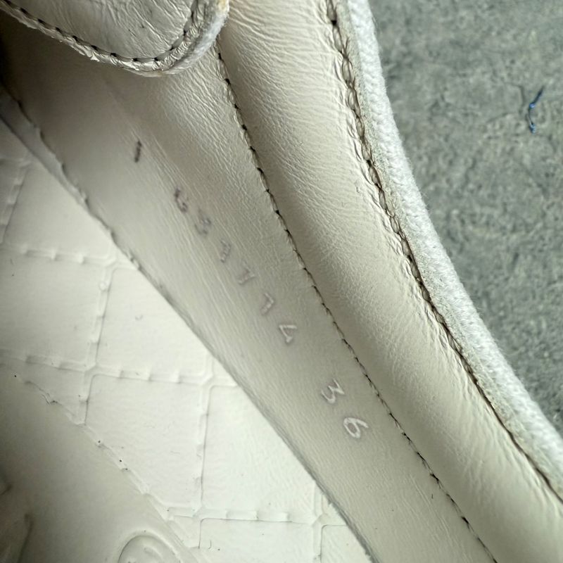 Chanel Coco Mark Leather White Gold Floral Slip on White Women's Branded Shoes