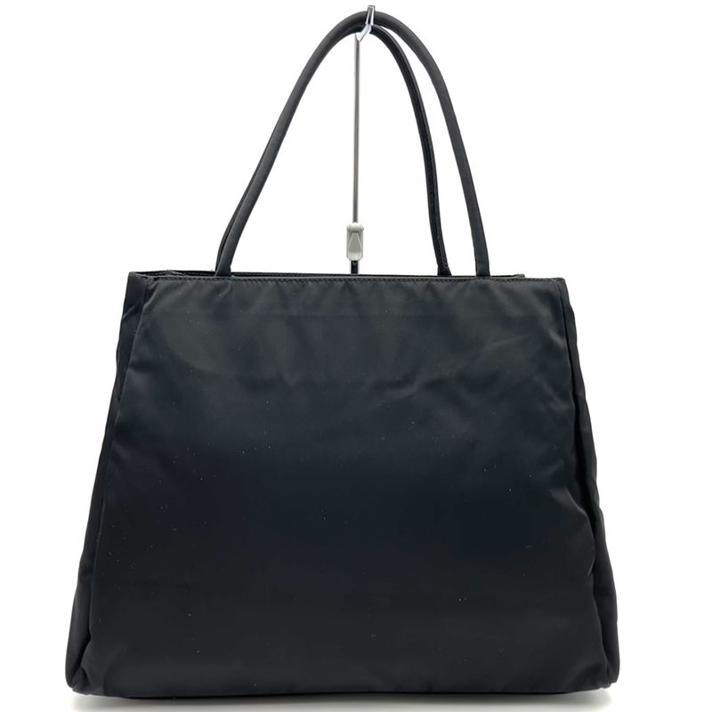 Prada Tote Handbag Black Nylon Women Men Triangle Logo