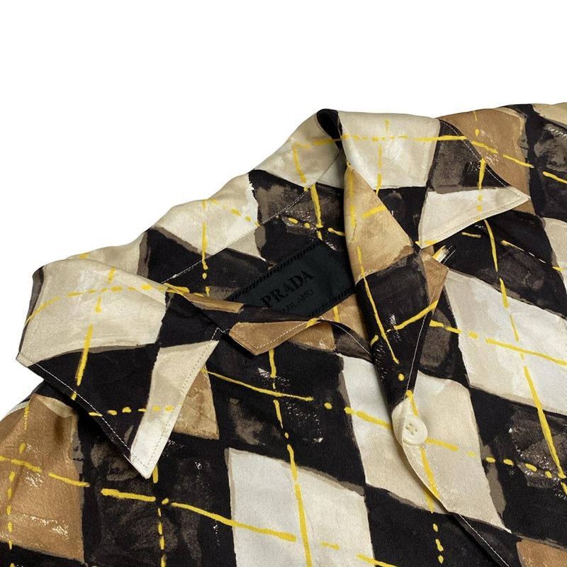 Prada Short Sleeve Shirt Size M Men's - Ucs414 Ivory X Black X Beige 2024 /