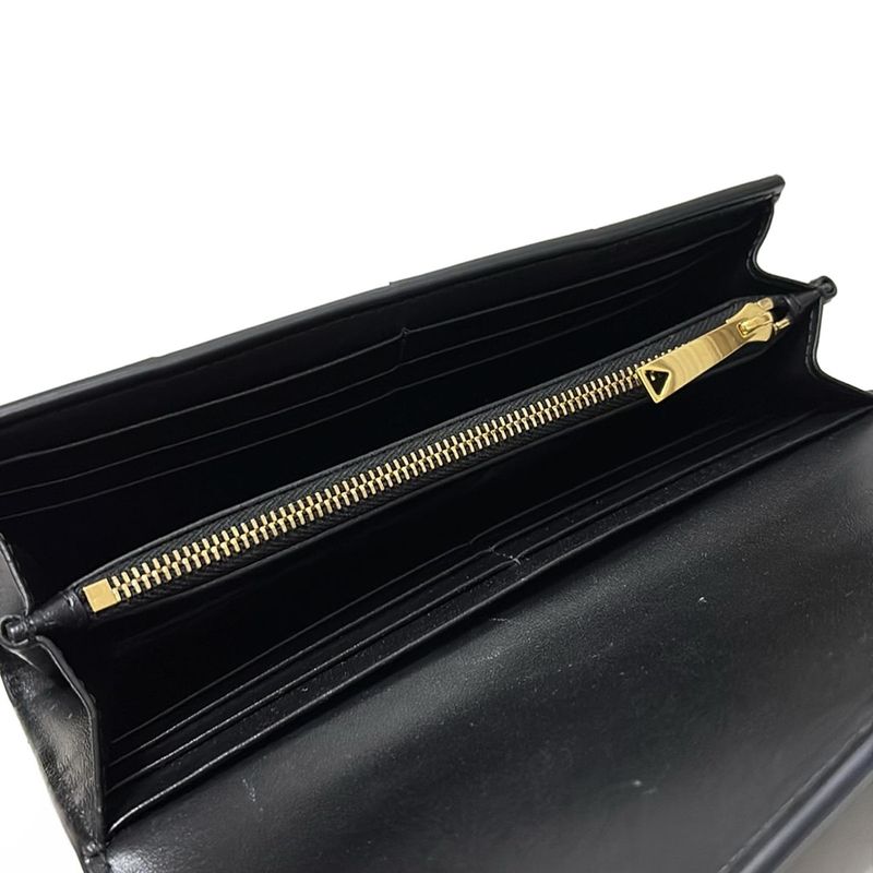 Bottega Veneta Cassette Large Flap Wallet 814661 Vcqc4 8425 Black Lambskin