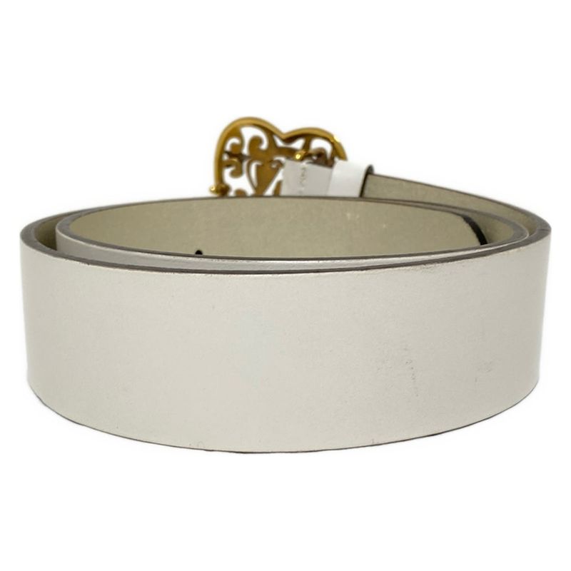 Gucci Belt 85 34 - 207557 White And Gold Heart Cles Strap Leather