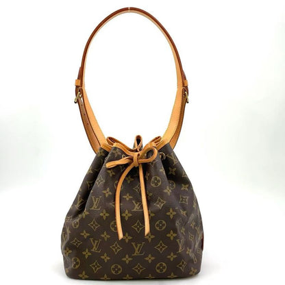 Louis Vuitton Petite Noe Monogram Leather × PVC Brown Shoulder Bag Gold M42226