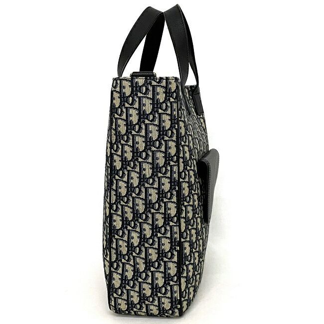 Christian Dior Tote Bag Navy Gray Oblique