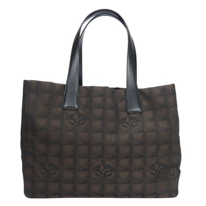 Chanel Tote Bag MM New Travel Line Jacquard Nylon Marron Silver Hardware