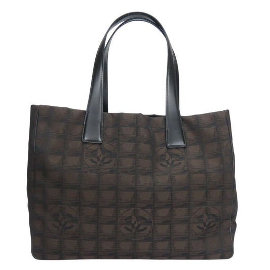 Chanel Tote Bag MM New Travel Line Jacquard Nylon Marron Silver Hardware