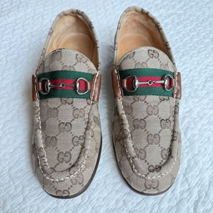 Gucci Horsebit Loafers GG Canvas Sherry Line 37 24cm (9.45in) Women's Brown