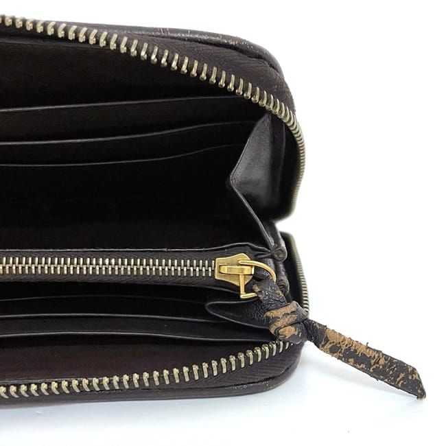Bottega Veneta Round Zipper Long Wallet Brown Intrecciato