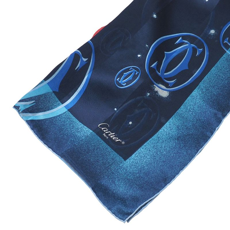 Cartier Scarf Double C Logo All Over Total Silk Large Shawl Scarf 20251015