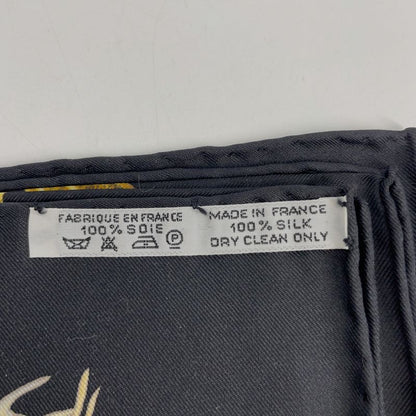 Hermes Carre 90 Passiflores Passion Flower Black 100% Silk Scarf