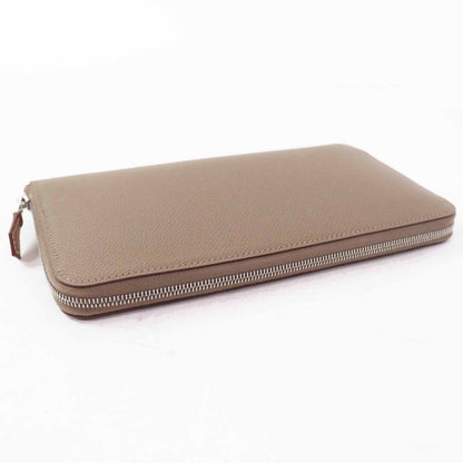 Hermes Azap Long Silk Quin Etoupe Vaux Epson Long Wallet Engraved W With Box