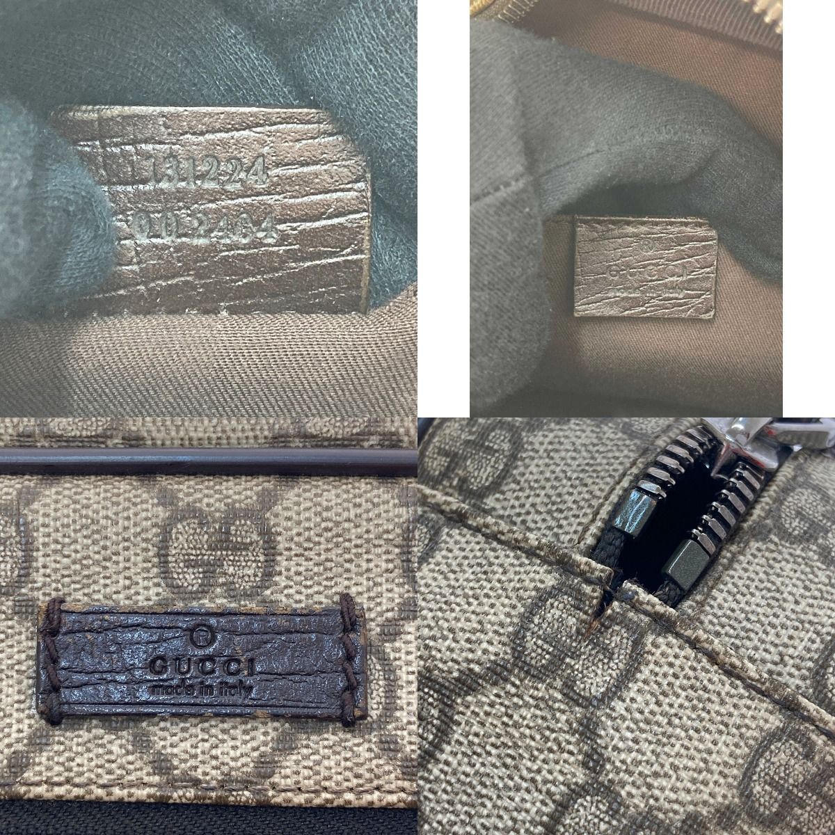 Gucci Second Bag GG Supreme Leather PVC Coating Beige Brown 131224