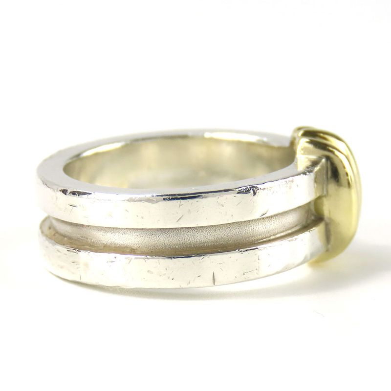 Tiffany & Co Ring - Ring Grooved With 3 Rows 925 Silver 18K Yellow Gold Approx