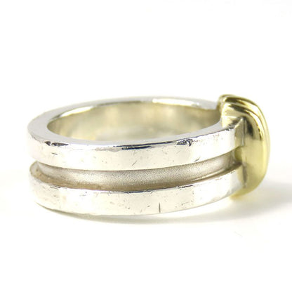 Tiffany & Co Ring - Ring Grooved With 3 Rows 925 Silver 18K Yellow Gold Approx